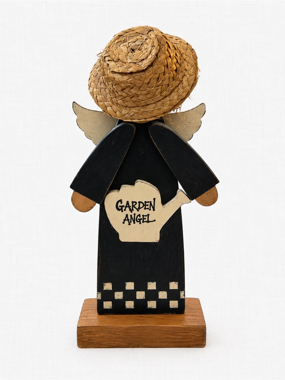Primitive Garden Angel Wooden Figurine 9” – Folk Art Country Garden Decor